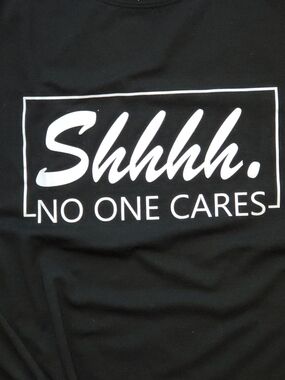 SHEIN Black Graphic Tee with White Logo "Shhh"